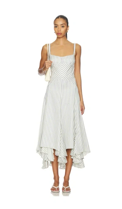 Amanda Uprichard Monterey Dress In Oxford Blue Stripe In White