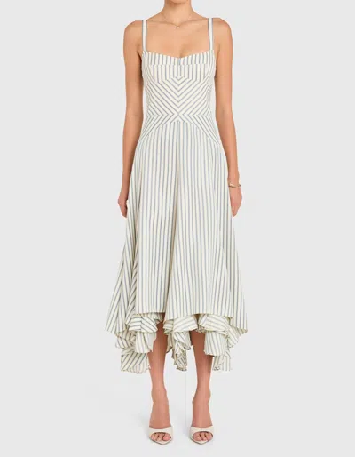 Amanda Uprichard Monterey Dress In Oxford Blue Stripe In White