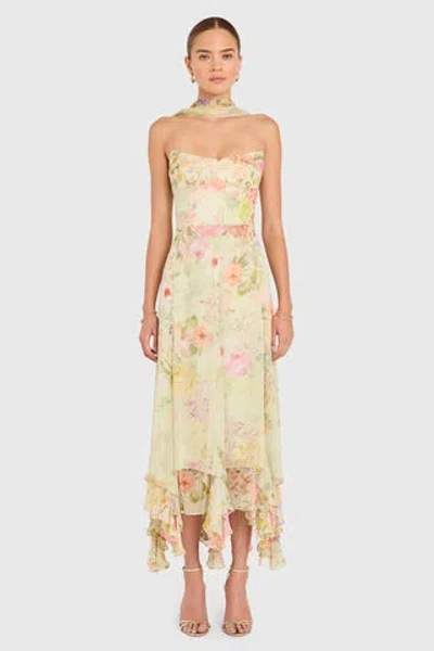 Amanda Uprichard Monterey Dress With Scarf In Yellow