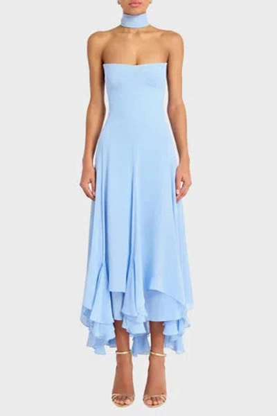 Amanda Uprichard Monterey Dress With Scarf In Blue