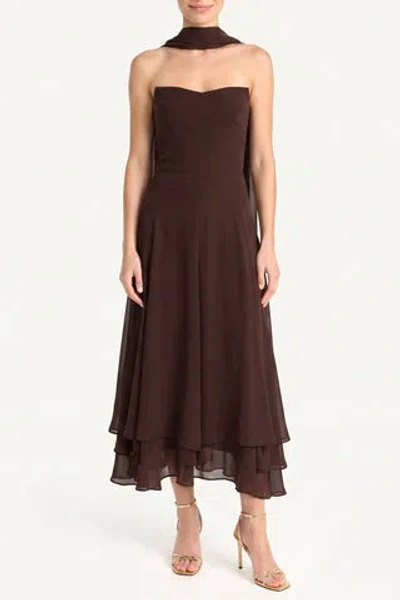 Amanda Uprichard Monterey Dress With Scarf In Brown