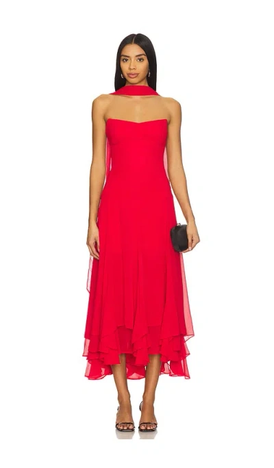 Amanda Uprichard Monterey Dress With Scarf In Red