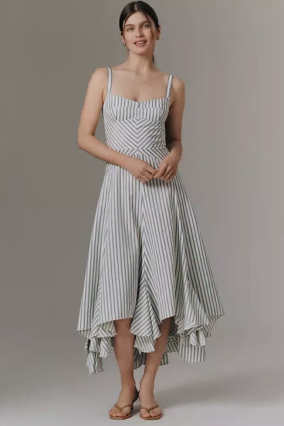 Amanda Uprichard Monterey Dress In Oxford Blue Stripe In White