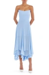 Amanda Uprichard Monterey Strapless Chiffon Handkerchief Dress In Baby Blue