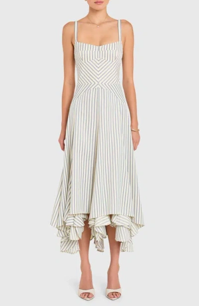 Amanda Uprichard Monterey Stripe Handkerchief Dress In White