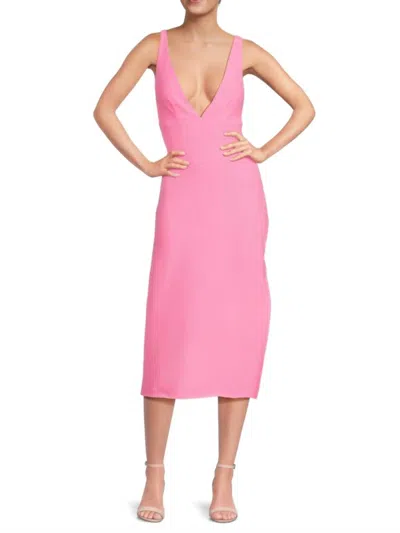 Amanda Uprichard Nelly Solid Midi Sheath Dress In Shocking Pink