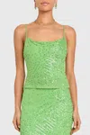 Amanda Uprichard Noella Sequin Chiffon Top In Green In Green