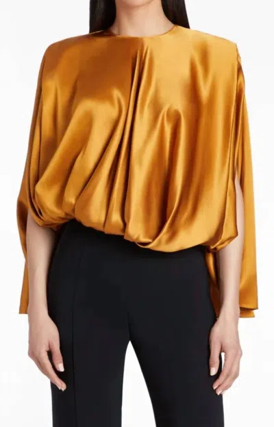 Amanda Uprichard Odessa Silk Top In Antique Bronze In Brown