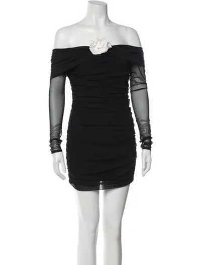 Pre-owned Amanda Uprichard Off-the-shoulder Mini Dress In Black