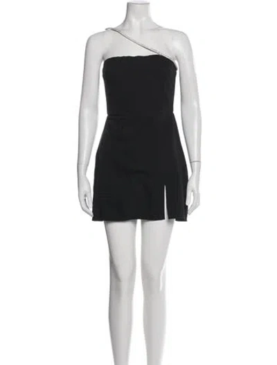 Pre-owned Amanda Uprichard One-shoulder Mini Dress In Black
