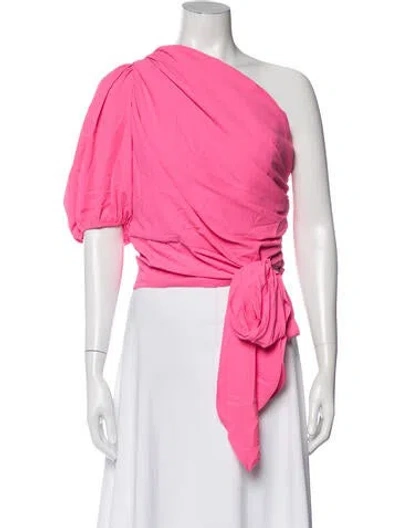 Pre-owned Amanda Uprichard One-shoulder Short Sleeve Top In Pink