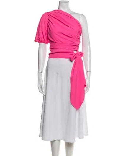 Pre-owned Amanda Uprichard One-shoulder Short Sleeve Top In Pink