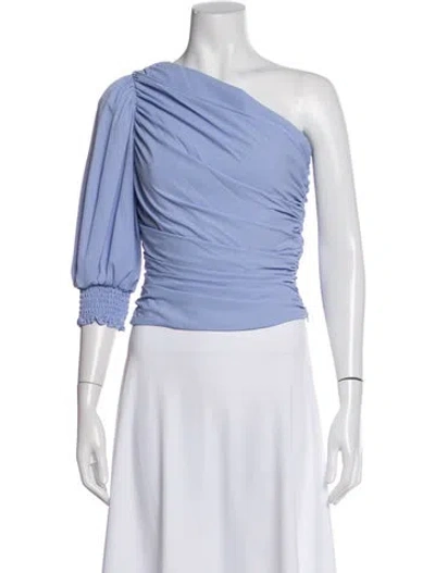 Pre-owned Amanda Uprichard One-shoulder Three-quarter Sleeve Top In Blue