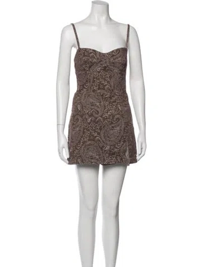 Pre-owned Amanda Uprichard Paisley Print Mini Dress In Silver