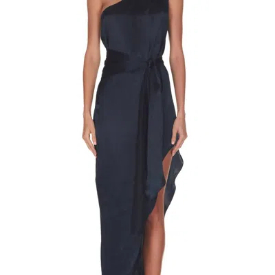 Amanda Uprichard Women's Palmira Silk One-shoulder Maxi Dress In Ink
