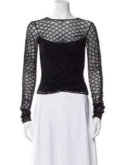 Pre-owned Amanda Uprichard Patterned Crew Neck Top In Black