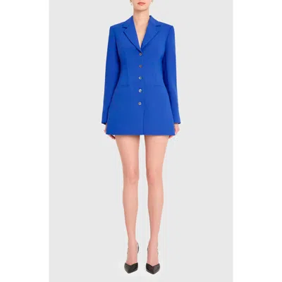Amanda Uprichard Peralata Blazer Romper In Blue