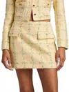 Amanda Uprichard Perth Check Tweed Miniskirt In Yellow In Yellow