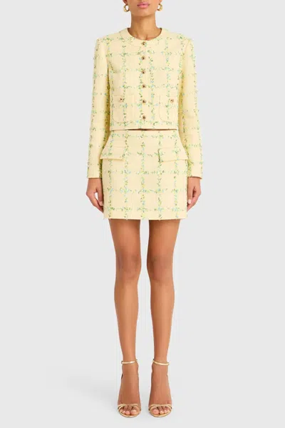 Amanda Uprichard Perth Skirt In Windowpane Yellow In Multi