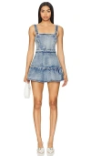 Amanda Uprichard Piper Romper In Denim Mid-wash In Mid-wash