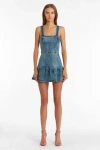 Amanda Uprichard Piper Skort Romper In Mid-wash