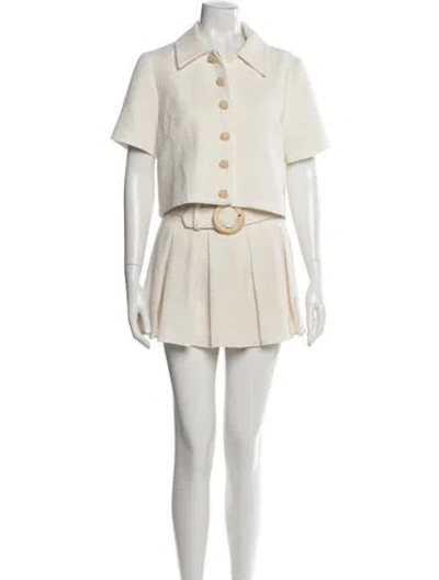 Pre-owned Amanda Uprichard Pleated Accents Skirt Suit In Neutral