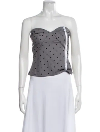 Pre-owned Amanda Uprichard Polka Dot Print Strapless Top W/ Tags In White