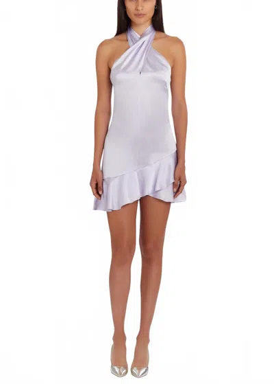 Amanda Uprichard Pollie Halter Neck Mini Dress In Jasmine In Gray