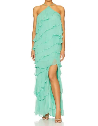 AMANDA UPRICHARD POSIE RUFFLE MAXI DRESS IN CARIBBEAN