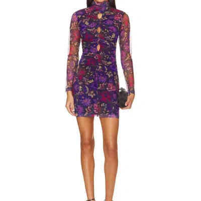 Amanda Uprichard Beliza Printed Mesh Dress In Aracelli In Purple