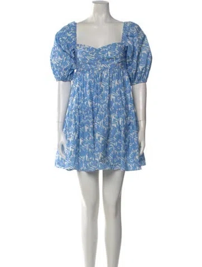 Pre-owned Amanda Uprichard Printed Mini Dress In Blue