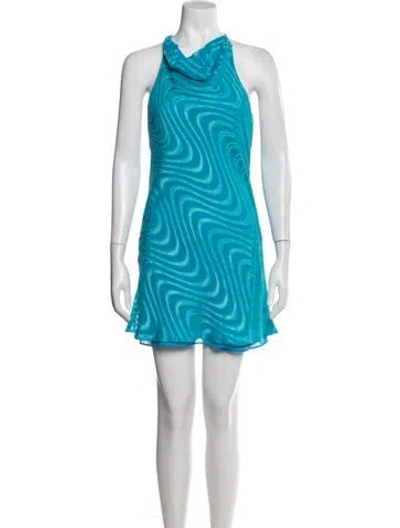 Pre-owned Amanda Uprichard Printed Mini Dress In Blue