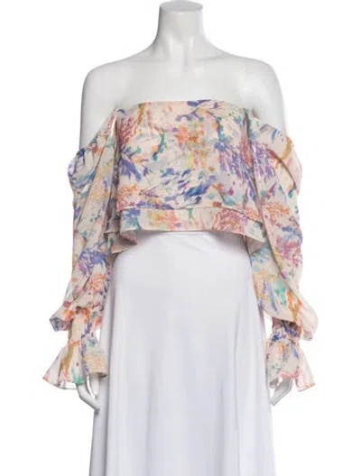 Pre-owned Amanda Uprichard Printed Off-the-shoulder Blouse In Multi