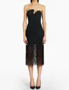 Amanda Uprichard Strapless Puzzle Dress With Fringe In Black