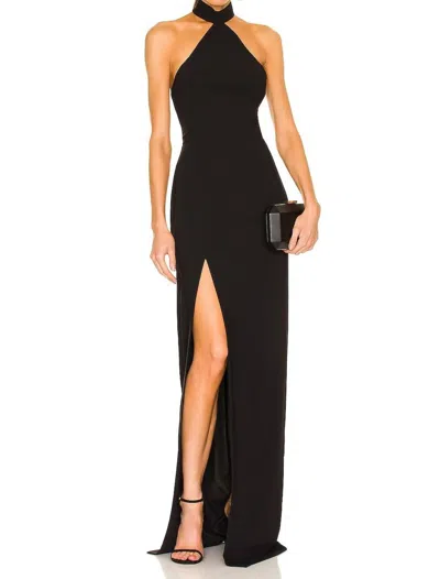 AMANDA UPRICHARD QUEEN CROWN HALTER GOWN IN BLACK