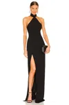 Amanda Uprichard Queen Crown Halter Gown In Black In Black