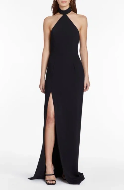 Amanda Uprichard Queen Halter Gown In Black