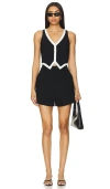 Amanda Uprichard Regan Romper In 블랙 & 아이보리