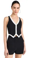Amanda Uprichard Regan Romper In Black/ivory