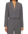 Amanda Uprichard Reggie Cropped Blazer In Slate In Gray