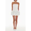 Amanda Uprichard Rendezous Strapless Bubble Hem Minidress In White