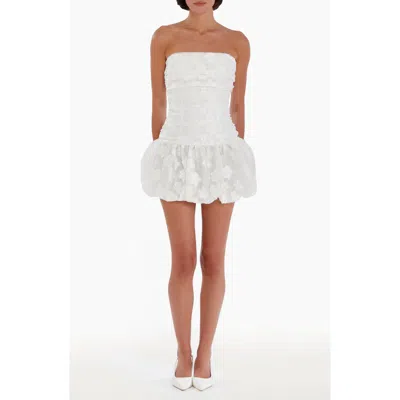 Amanda Uprichard Rendezous Strapless Bubble Hem Minidress In White