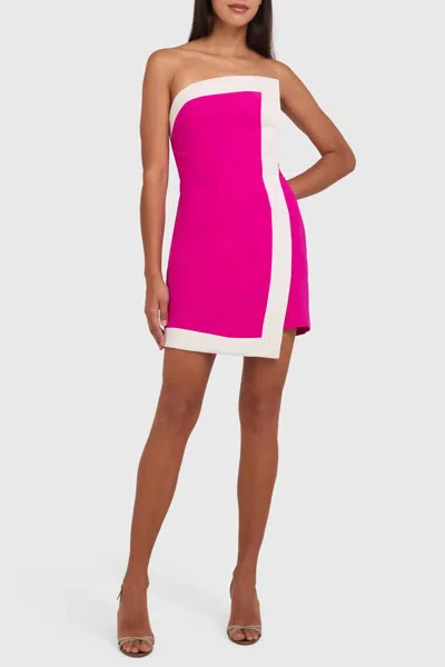 Amanda Uprichard Rhodes Dress In Dark Hot Pink / Ivory