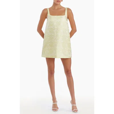 Amanda Uprichard Rinaldi Jacquard Trapeze Cocktail Minidress In Cornsilk