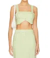 Amanda Uprichard Royston Crop Top In Aloe In Green