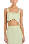 Amanda Uprichard Royston Crop Top In Aloe In Gold