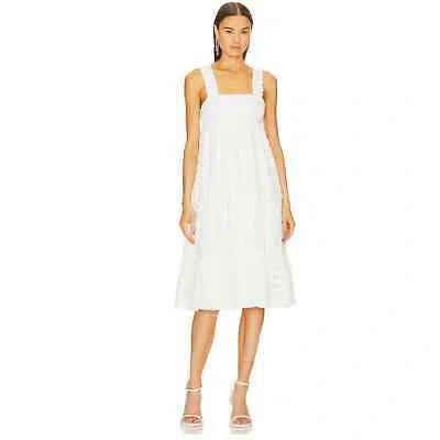 Pre-owned Amanda Uprichard Ruffle Straps Smocked Bodice Sleeveless White Dress L