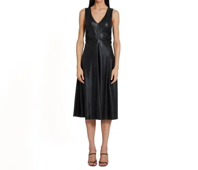 Amanda Uprichard Sabal Faux Leather Midi Dress In Black