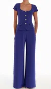 Amanda Uprichard Short Sleeved Kya Top In Serenity