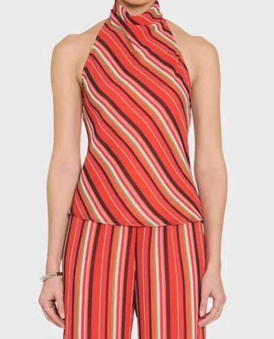 Amanda Uprichard Samba Halter Cowl Top In Multi In Orange